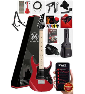 Maxword DE-150RD-ST Maple Klavye HH Manyetik Yüksek Kaliteli Elektro Gitar Seti