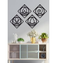 UNT  4 Element Duvar Dekoru - Süsü, Ahşap Dekoratif Tablo (Siyah)