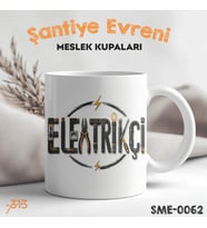 Elektrikçiye Hediye Meslek Kupası - Şantiye Serisi Elektrikçi Tipografi Özel Tasarım Baskılı Kupa Bardak