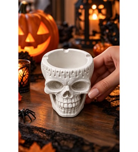 Halloween Kuru Kafa Küllük Kafatası Kül Tablası Cadılar Bayramı Parti ve Masa Dekorasyonu 8,5 cm