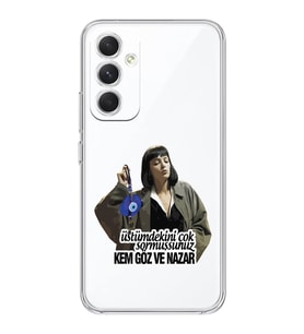 Samsung Galaxy A35 Uyumlu Kem Göz ve Nazar Tasarımlı Şeffaf Telefon Kılıfı