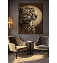 DİK DURAN ASİL LEOPAR KANVAS TABLO EV DUVAR SALON OFİS DÜKKAN HEDİYELİK DEKARASYON SÜSÜ (Çok Renkli)
