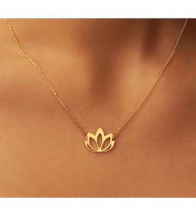 Lotus Çiçeği 14 Ayar Altın Kolye