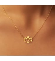 Lotus Çiçeği 14 Ayar Altın Kolye