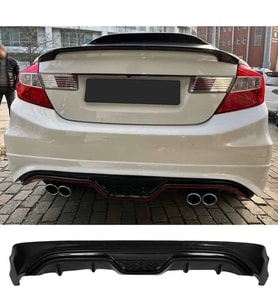 Honda Civic FB7 Custom Arka Ek Difüzör Siyah Plastik Çıkışsız 2012-2016 Arka-difizör-bodykit-ek