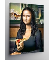 Kanvas Tablo Pizza Yiyen Mona Lisa