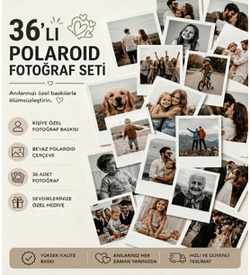 Premium Kalite Kişiselleştirilmiş Polaroid Fotoğraf Baskı Seti (10x12 cm 36 adet ) En Güzel Anılarınızı Ölümsüzleştirin!