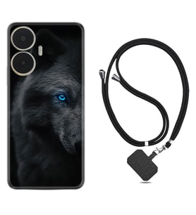 Realme C55 Kılıf Resimli Boyun Askılı İpli Desenli Silikon Series Dark Wolfs 1834