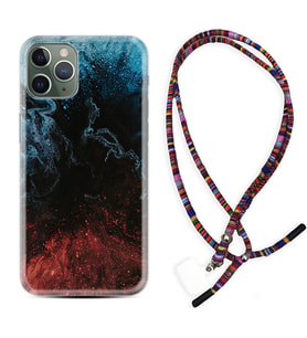 Apple iPhone 11 12 13 14 Pro Max Kılıf Boyun Asklı Rasta Silikon Red Blue Black Abstact 1386