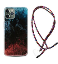 Apple iPhone 11 12 13 14 Pro Max Kılıf Boyun Asklı Rasta Silikon Red Blue Black Abstact 1386
