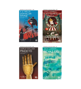 Dünyalar Savaşı + Alice Harikalar Diyarında + Beyaz Diş + Pinokyo- 4 Kitap Set
