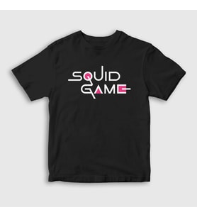 Presmono Unisex Çocuk Siyah Logo Squid Game T-Shirt 261012tt