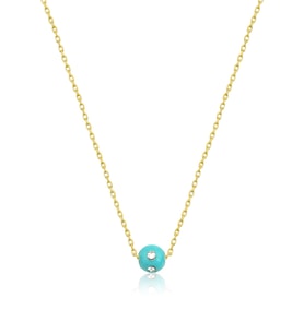 Orjinal 14 Ayar Sertifikalı Altın Mavi Doğal taşlı Altın Kolye.rose.gold.rodaj Renk Seçeneği