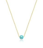 Orjinal 14 Ayar Sertifikalı Altın Mavi Doğal taşlı Altın Kolye.rose.gold.rodaj Renk Seçeneği