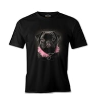 Dog Wearing Pink Fur Siyah Erkek Tshirt