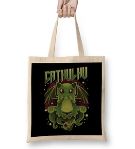 Cute & Funny Cathulhu Kawaii Cat Cthulhu Bez Çanta Uzun Saplı