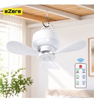 Ezere AeroSnap LED Kamp Tavan Fanı ve Taşınabilir Şarjlı Tavan Vantilatörü