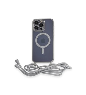 Durukar® iPhone 12 Pro Kılıf Divo Lazer Askılı Magsafe Kapak - Gümüş