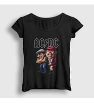 Presmono Kadın Siyah Brian and Angus AC/DC T-Shirt 6067tt