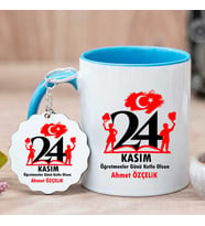 24 Kasım Öğretmenler Günü Hediye Seti Kupa Bardak ve Anahtarlık (Model 2)
