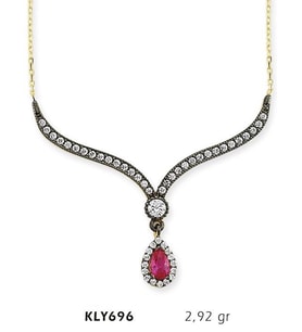 14 Ayar Altın Otantik Kolye KLY696 (Çok Renkli)