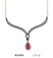 14 Ayar Altın Otantik Kolye KLY696 (Çok Renkli)