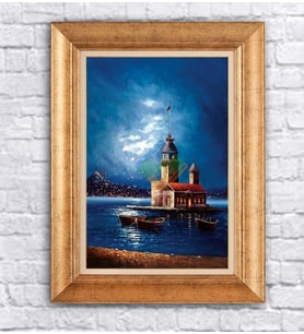 Altın Varaklı  Çerçeveli Paspartulu Tablo ndd1649 (Gold)