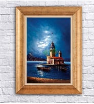 Altın Varaklı  Çerçeveli Paspartulu Tablo ndd1649 (Gold)
