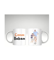 Applucky Canım Babam Top Oynuyor Kupa Baskı Bardak Babalar Günü (Beyaz)