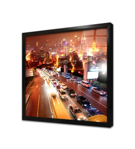 New York Gece Çerçeveli Cam Tablo