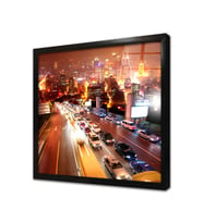 New York Gece Çerçeveli Cam Tablo