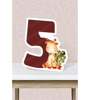 Safari Pastel Temalı Ayaklı Rakam Panosu - 5 Yaş (40 cm)