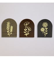 Gold Çiçek Detaylı Ahşap Gökküşağı Duvar Tablo Seti – 70x25 cm Dekoratif Ev Ofis Süsleme (Turuncu-Sarı-Kahverengi-Beyaz)