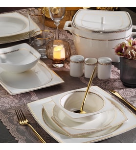 Aryıldız Yemek Takımı 60 Parça Square Porselen Yemek Takımı Ar31037