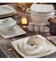 Aryıldız Yemek Takımı 60 Parça Square Porselen Yemek Takımı Ar31037