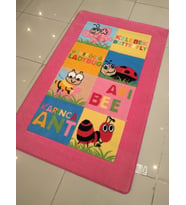 CONFETTİ KAYMAZ YIKANABİLİR PEMBE BÖCEKLİ ÇOCUK HALISI 100X160 CM