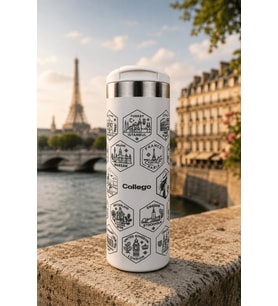 Collego 500 ml Kadınlara Özel Avrupa Seyahat Termosu EXPLORER NO5 – 24 Ülke Lazer İşlemeli, Renkli UV DTF Sticker Setli
