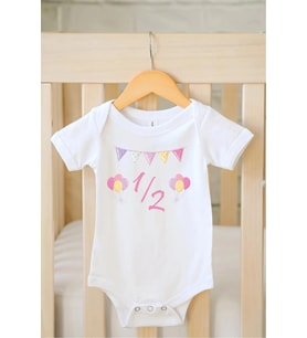 Half Birthday Özel Tasarım Bebek Zıbın Pamuklu Çıtçıtlı Body