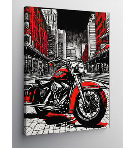 Kanvas Tablo Retro Motosiklet