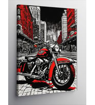 Kanvas Tablo Retro Motosiklet