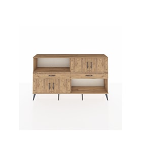 Arges Konsol 3 Raflı 2 Çekmeceli 4 Kapaklı 176x30x99 Çam-Çam