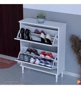 Modilayn UMAY Kapı Önü 72 x 90 x 25,5 cm’ lik 2 Düşer Kapak 4 Göz Bölmeli Ayakkabılık
