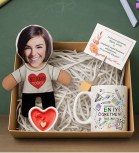 BK Gift Kişiye Özel Kadın Öğretmen Bebek Yastık & Kupa Bardak & Mum & Notluk -4, Öğretmenler Günü, Öğretmene Hediye