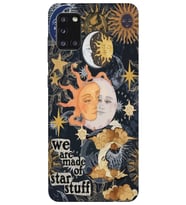 Samsung Galaxy A31 Uyumlu Güneş ve Ay Desenli Şeffaf Telefon Kılıfı