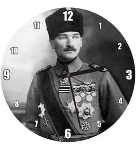 Cakatablo Atatürk Kalpaklı Madalyalı Duvar Saati