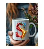 Akmış Boya Şeklinde Harf 3 Boyutlu Tasarım Seramik Kupa Mug - Hediyelik Kupa (Beyaz)
