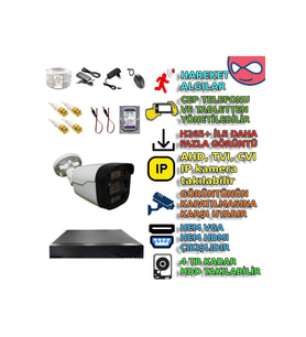 XMPro 1 KAMERALI 4 WARM LEDLİ GECE RENKLİ GÖSTEREN 1080P PLASTİK KASA GÜVENLİK KAMERA SETİ
