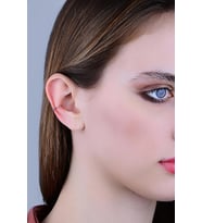 Gümüş rose renkli taşlı sıkıştırmalı kıkırdak küpe ear cuff