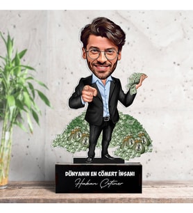 Kişiye Özel Zengin Erkek Karikatürlü Biblo