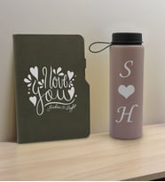 BK Gift Sevgiliye Özel İsimli Gri Termo Defter ve Gri Cam Matara Hediye Seti-8, Sevgiliye Hediye, Sevgililer Günü, Yeni İş Hediyesi